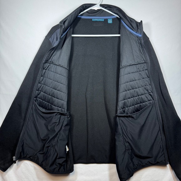 Perry Ellis Jacket Black Quilted Puffer Front Knit Zip Up Coat Menswear Sz‎ XXL - Picture 8 of 8